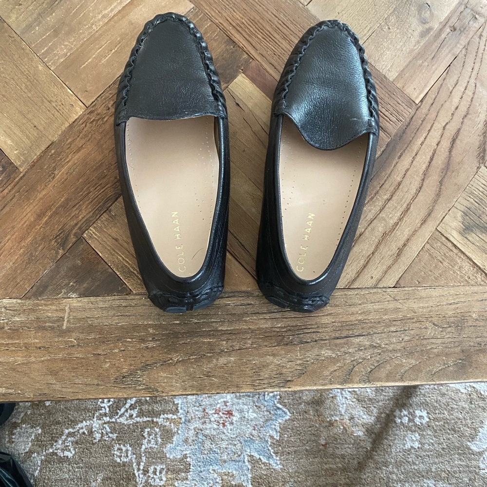 Cole Haan Black Leather Slip-On Shoes